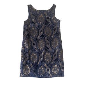 Ann Taylor Velvet Burnout Damask Print Sleeveless Sheath Dress Size M